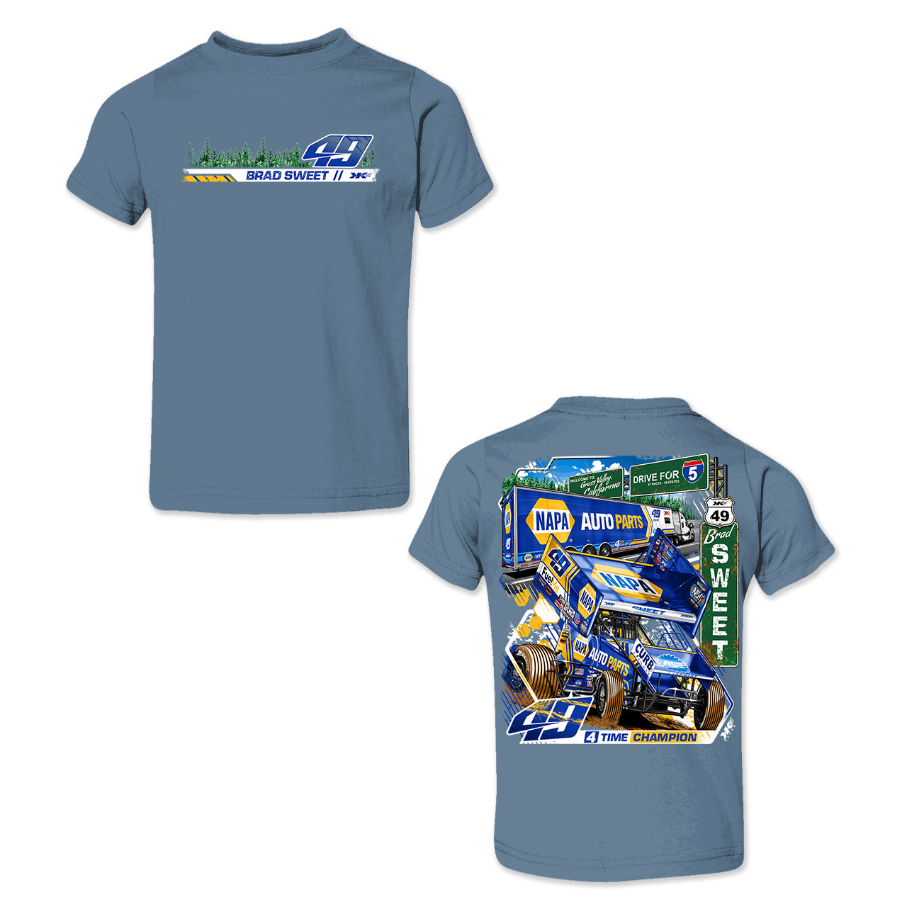 Brad Sweet Drive for 5 T-Shirt - Heather Indigo