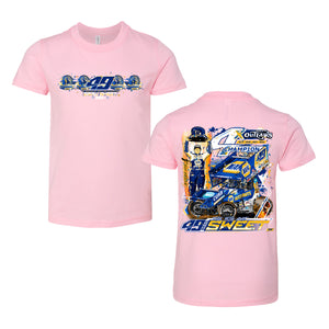 Brad Sweet Roar for Four Champion Design Youth T-Shirt - Pink