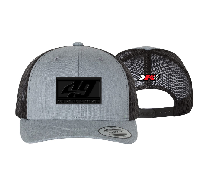 Leather Patch Four-Time Champ Hat - Heather Grey/Black