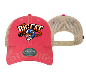 Big Cat Youth Trucker Hat - Dark Pink/Khaki